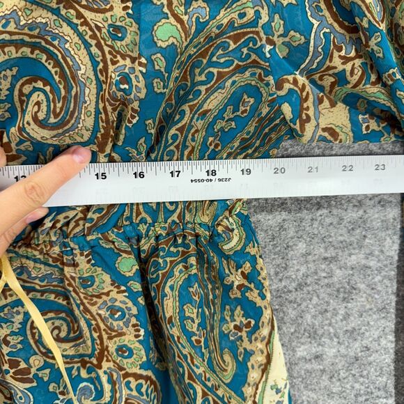 New Zoey Beth Blouse Women 2X Plus Blue Paisley V-Neck Tasseled Long Sleeve - Picture 5 of 7